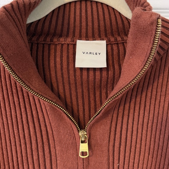Varley Ribbed Half-Zip Sweater in Rust - Picture 2 of 3